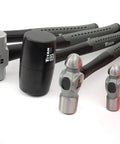 Six Piece Hammer Set With 16 Oz And 32 Oz Ball Peen Hammers, 32 Oz Rubber Mallet, 32 Oz Dead Blow Hammer, 3 Lb Sledgehammer, And 3 Lb Cross Pein, displayed with textured handles.