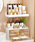 Super Clear Acrylic Vanity Drawer Organizer For Bedroom And Bathroom Counter To Store Skincare Perfume Makeup And Cosmetics with clear drawers.