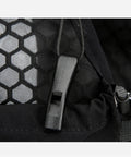 Close-up of black clip and hexagonal mesh on Hydration Vest Backpack 5L for Hiking and Cycling Unisex Water Backpack