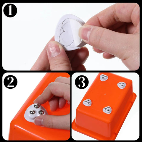 Step-by-step process of attaching Eight Pack Heavy Duty Appliance Sliders With Super Grip Adhesive Tape For Kitchen Countertops Coffee Maker Blender Oven Glide Smooth As Butter Zero Hassle Setup White.