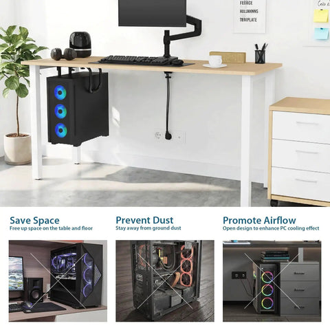 Heavy Duty Under Desk PC Mount Upgrade Your Battle Station With This Badass Adjustable CPU Bracket underneath desk with PC.