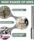 SDS Max Ground Rod Driver for Five Eighth Inch And Three Quarter Inch Rods Built To Last Pro Grade Ground Rod Adapter Bits in use