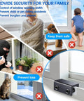 Lock Up Your Spot Tight With These Heavy Duty Black Window Locks 4 Pack Adjustable Sliding Door Security Stops With Keys, showing various security uses.