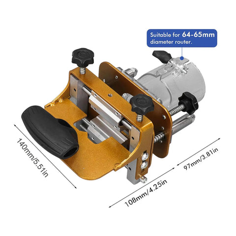 Boss Level Stainless Steel Router Mortising Jig And Slotting Locator showing precise depth adjustment for 64-65mm router.
