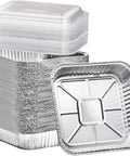 35 Pack 8x8 Aluminum Pans With Clear Lids Square Foil Pans For Baking Heating Storing And Meal Prep Durable Reinforced Rib Walls