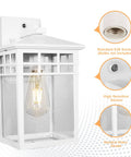 Auto On Outdoor Wall Lantern With Dusk To Dawn Sensor Seeded Glass Sconce for Front Porch with white finish and durable materials.
