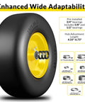 2 Pack Flat Free Tire And Wheel Set For Lawn Mower, 13x5.00-6 Front Tires For Zero Turn Mowers, Solid Polyurethane, 500 Lb Load, Yellow Hub