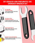 Heavy Duty 4 Piece Pneumatic Die Grinder Wrench Set Featuring Two 0.45 Inch And Two 0.7 Inch Open End Wrenches For M2 301 308 Air Grinders Built Tough For Real Shop Grind And No Fuss Fixes, showing combined wrench design.