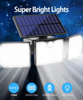 Ultra Bright Solar Motion Lights Outdoor 230 LED 2200LM Three Head Flood Light With Motion Sensor IP65 Waterproof 270 Degree