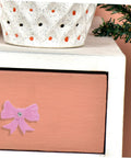 Super Dope Pink Bow Cabinet Pulls Pack Eight Piece Alloy Dresser Knobs For Girls Bedroom Refresh Easy Mount Cabinet Hardware with pink bow pull on dresser.
