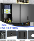 Beefy Heavy Duty Garage Storage Cabinet Set 6pc with lockable rolling tool cabinets and adjustable shelves, detail view of lock.