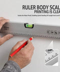 LYIYEYAN 24-Inch Magnetic Torpedo Spirit Level, Heavy Duty Ruler for Carpen, measuring with clear scale and bubble level.