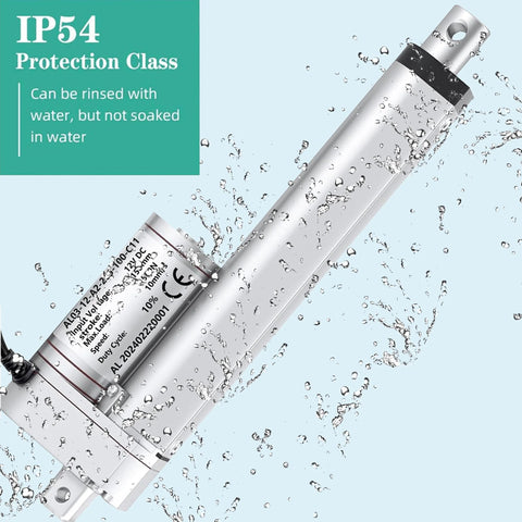 AWINLI 12V heavy-duty linear actuator, silver metal finish, IP54 waterproof, 150mm stroke