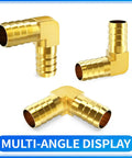 Heavy Duty Brass 90 Degree Elbow Fittings For Water Fuel And Air Systems 3/4 Inch Barb X Barb Hose Coupler With Clamps Super Quick Connect Kit, multi-angle view