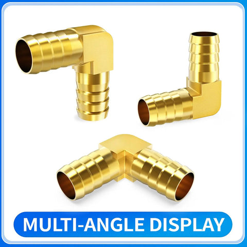 Heavy Duty Brass 90 Degree Elbow Fittings For Water Fuel And Air Systems 3/4 Inch Barb X Barb Hose Coupler With Clamps Super Quick Connect Kit, multi-angle view