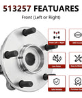 Front view of Pair Front Wheel Bearing And Hub Assembly Fits 2017 2018 Toyota Corolla iM, 2006 2012 RAV4, with ABS encoder feature.