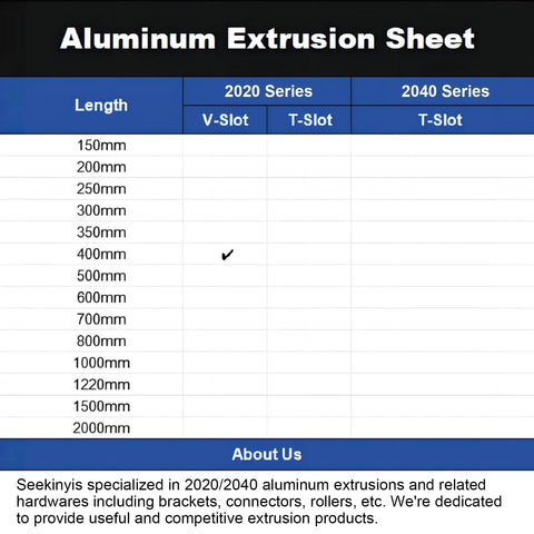 V Slot Aluminum Extrusion Profile 2020 Series 400mm Black 4 Pieces For DIY Makers And Home Workshop Projects Heavy Duty T Slot For Woodworking And 3D Printer Builds on length chart