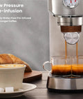 Barista Grade Home Espresso Machine With 20 Bar Pump And Milk Frother Stainless Steel Build Compact Commercial Style Coffee Maker In Use