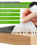 Peeling back Heavy Duty EPDM Rubber Roofing Membrane Roll 50 Mil Thick 39 By 15 Feet Black Vulcanized Weatherproof Sheet.