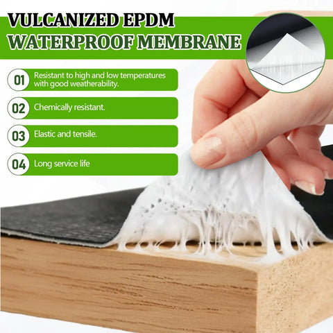 Peeling back Heavy Duty EPDM Rubber Roofing Membrane Roll 50 Mil Thick 39 By 15 Feet Black Vulcanized Weatherproof Sheet.