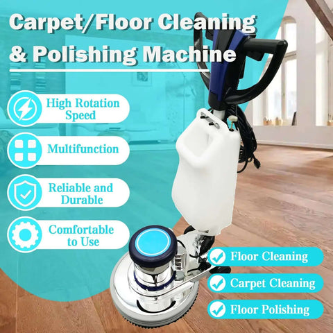 Heavy Duty Floor Polisher And Buffer For Commercial Use With 18 Inch Cleaning Head Three Brush Heads 175 RPM 3 Gallon Tank