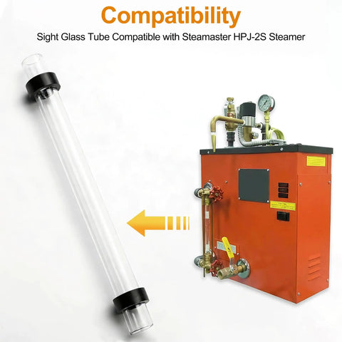 8 Inch Steam Boiler Sight Glass Tube With Clear Water Level Gauge Five Eighths Inch Outer Diameter And Three Eighths Inch Inner Diameter Includes Two High Temp Rubber Washers For A No Nonsense Leak-Proof Brass Fittings And Reliable Level Reading next to a compatible boiler system