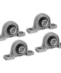 Front view: four zinc-alloy pillow block bearings with 3/8 in (10 mm) bore and flange mounts