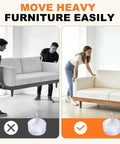 Twelve Pack Furniture Sliders With Nail On Steel Pins For Scratch Free Hardwood Floors Sweet Ride Chair Table And Desk Foot Pads showcased in use moving a couch.