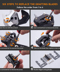 Step-by-step instructions for replacing blades on All In One Garden Grafting Tool Kit With Pruning Scissors For Fruit Trees U V Ω.