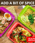 Ramen Microwave Cooker For Quick Bowls In Three Minutes Two Pack Black Dorm Friendly Office Ready Kitchen Gadget BPA Free And Dishwasher Safe Perfect For Dorms And Small Kitchens No Stove Needed, assorted colorful bowls with noodle dishes.