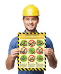 Man holding Forklift Safety Poster For The Workplace Non Laminated 12 X 16 Inches High Visibility Yellow Sign To Boost Awareness
