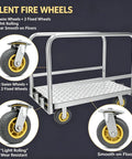 Heavy Duty Steel Platform Hand Truck With 1200 Lbs Capacity Detachable Handle Flatbed Dolly Cart 6 Inch Silent Wheels 2 Swivel 2 Fixed Casters Industrial Warehouse Trolley For Garage Factory And Shop Use 90cm By 60cm, wheel detail