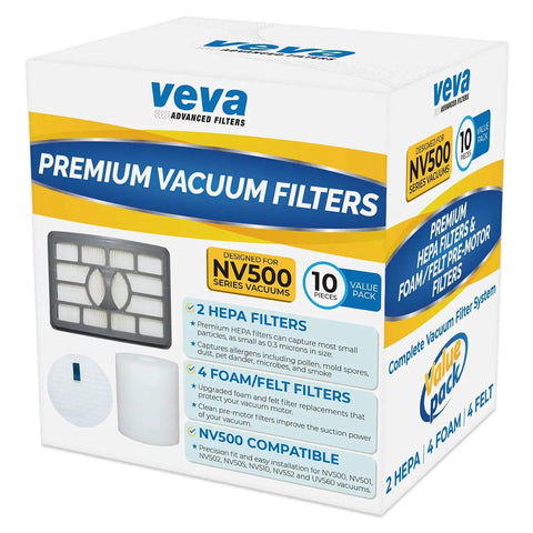 Value Packed Vacuum Filter Set With Two HEPA Filters, Four Washable Foam Filters And Four Ultra Thick Felt Filters For Shark Rotator Lift Away Vacuum Cleaners 500 501 502 505 552 And UV560