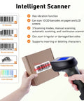 2D Wireless Barcode Scanner With 1.8 Inch Display, Rechargeable Handheld Reader, Plug And Play, Built In Base With 2.4G Dongle, Reads 1D And 2D Barcodes From Paper Or Screen Quick And Easy scanning a box