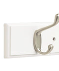 Heavy Duty 27 Inch Coat Rack Wall Mount With 6 Hooks Pure White Hanging Rail focused on metal hook detail