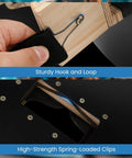 Close-up of Pancake Welding Hood Helmet With 2x4 Lens Compatibility showing hook and loop fastener and spring-loaded clips