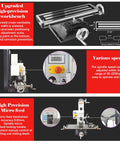 Badass Compact Desktop Milling Machine With Brushless Motor And Smooth Variable Speed, MT3 Spindle Taper Benchtop Drill Press For Metal And Wood Jobs, Garage Grade Precision Workstation 110V with upgraded high-precision workbench.