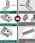 Comparison between YEWLACA premium stainless steel corner braces and other inferior brackets.