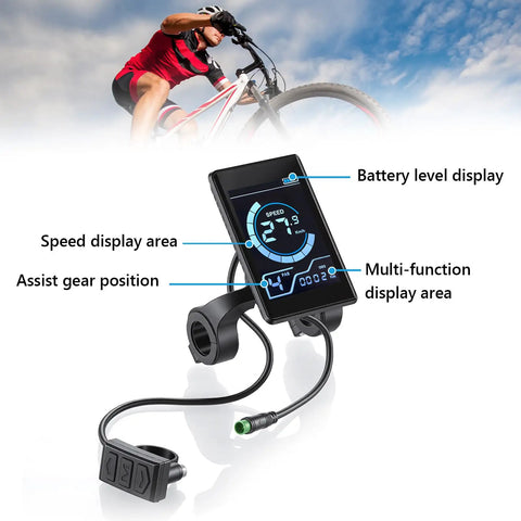 Waterproof LCD Bike Display Panel With 5 Pin X1 Connector For 24V 36V 48V Electric Bikes And Scooters Beefy Speedometer Dashboard Replacement ABS Built For Long Battery Life Easy Install Clear Readout For Electric Mountain Bikes