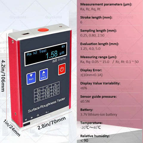 Portable Roughness Tester Handheld For Precision Parts, Reads Ra Rq Rz Rt Like A Pro, Lab Grade Finish Checker