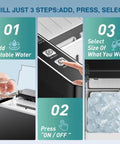 Portable Countertop Ice Maker That Churns Out 9 Ice Cubes In 6 Minutes, 26 Lbs Per Day, Obsidian Black setup steps