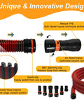 Versatile 16 Foot Vacuum Hose Kit With 6 Adapters For Dust Collection shown with ribbed TPE material and airflow control features