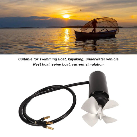Brushless Thruster Kit With Fully Enclosed Seal Delivers 7Kg Thrust For Kayaks, ROVs, And Hydrofoils, showing propeller and cable