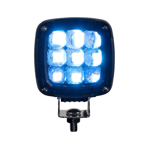 Hot Blue LED Pedestrian Warning Light For Forklifts Pumps Out 400 Lumens Of Straight Up Visibility To Keep Your Crew Safe From Blind Spots Boasting No Hassle IP69K Rated Aluminum Housing And Gritty Polycarbonate Lens For Serious Durability
