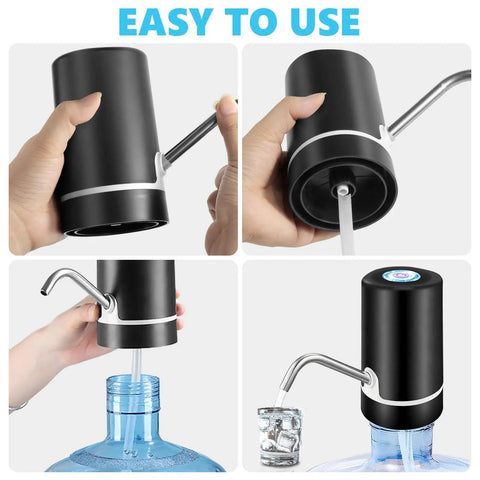 5 Gallon USB Rechargeable Portable Water Pump For Water Jugs With Auto Stop And Silicone Caps Ideal For Home Office Camping And Travel Black No Fuss Setup Grab And Go Ready