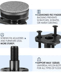 Cushioned felt-padded surface of the 12 Pack Adjustable Leveling Feet With Large Base And T Nut Kit For Sofas Tables Cabinets And Chairs Beefy Heavy Duty Leg Levelers Support Up To 1320 Lbs Three Eighths Inch Sixteen Thread And Quarter Inch Twenty UNC
