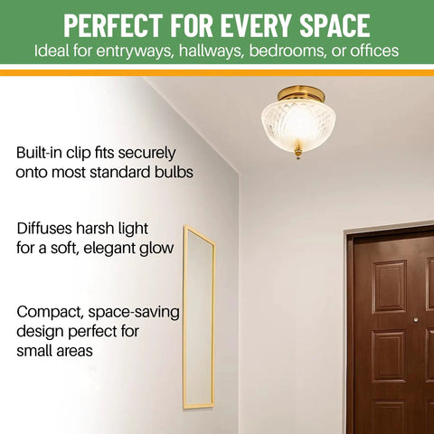 Clip On Light Shade For Ceiling Bulb And Lamp With Antique Diamond Cut Acrylic For A Soft Vintage Vibe Glow Easy Install Decorative Lamp Cover For Home And Office Today in entryway with brass finial.