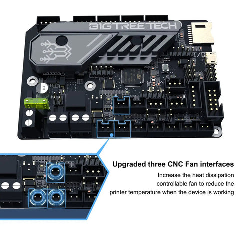 SKR Mini E3 V3 32 Bit Control Board With Integrated TMC2209 UART Stepper Driver showing CNC fan interfaces for Ender 3D printers