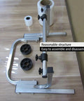 Rock Solid Bubble Wrap Dispenser Stand With Adjustable Plastic Baffles And Heavy Duty Steel Frame in disassembled view.