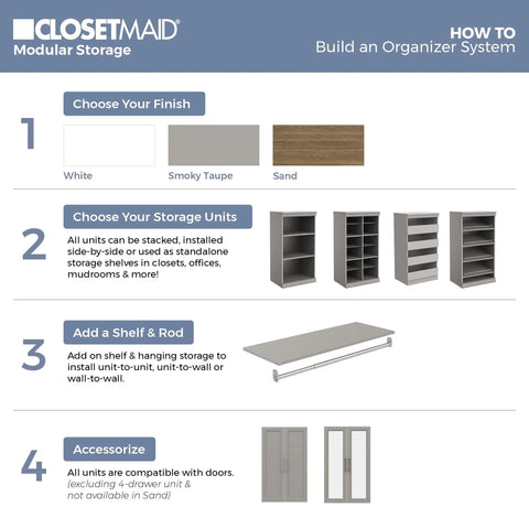 Total Game Changer Modular Closet Organizer With Four Adjustable Angled Shoe Shelves And Slick Taupe Finish For Seamless Stacked Storage Setup Hardware Included